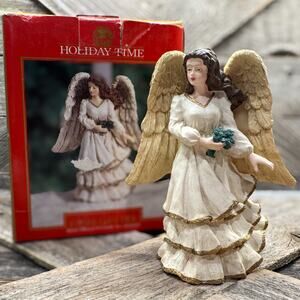 Vintage “Christmas on Mainstreet” Holiday Angel Candlestick Holder, Holiday Time